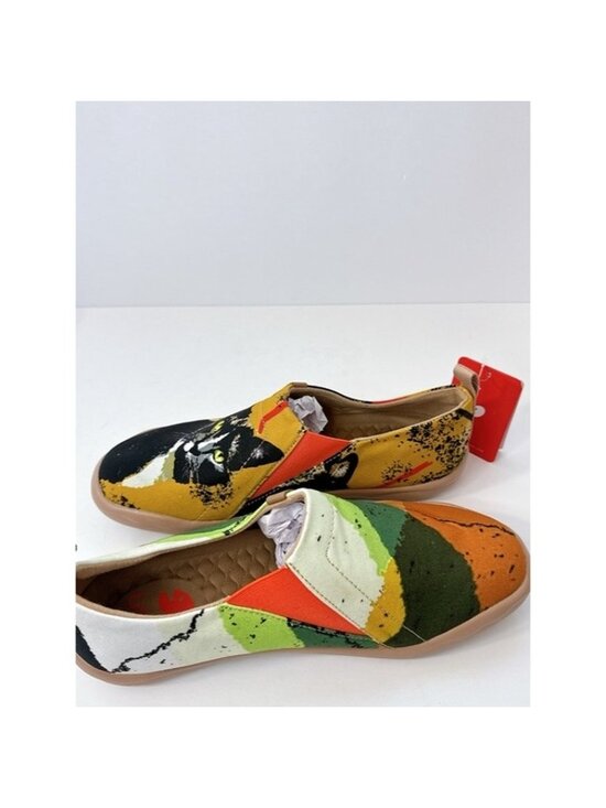 Men’s Size 7 UIN Black Cat Canvas Slip-On Art Travel Shoes main image 5